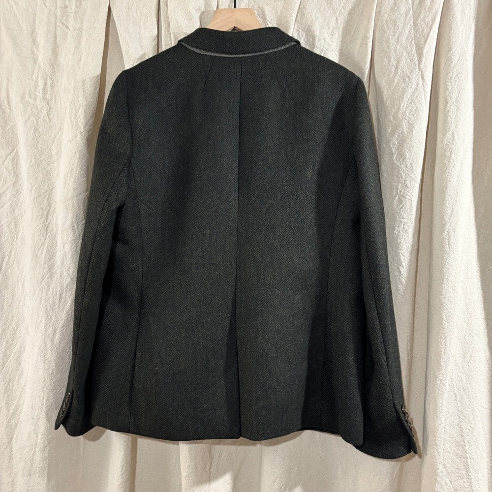 J.Crew Parke Blazer Moon Wool Herringbone Charcoal Grey Womens 16T Tall - Picture 2 of 8